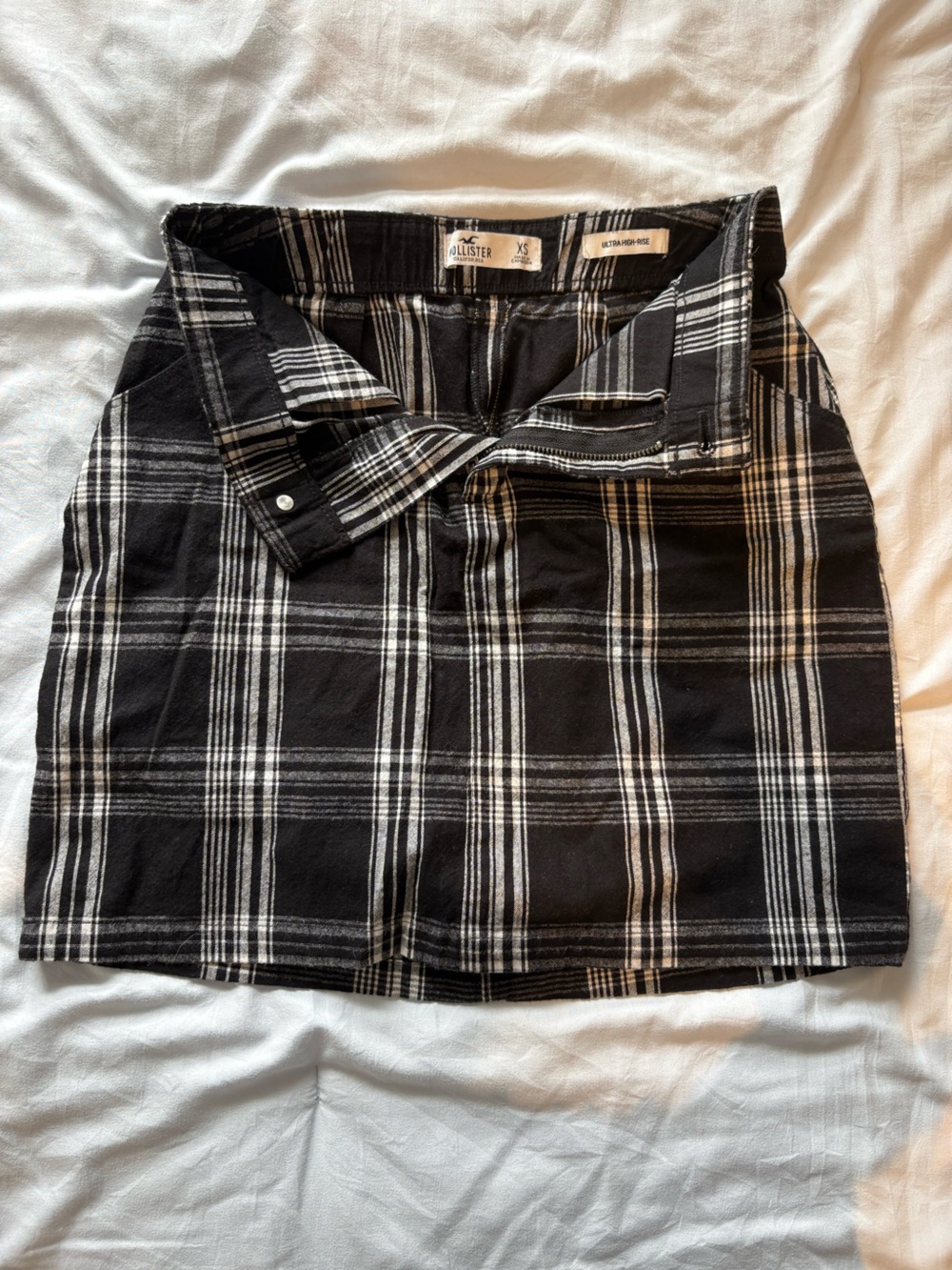 Hollister Black & White Plaid Mini Skirt